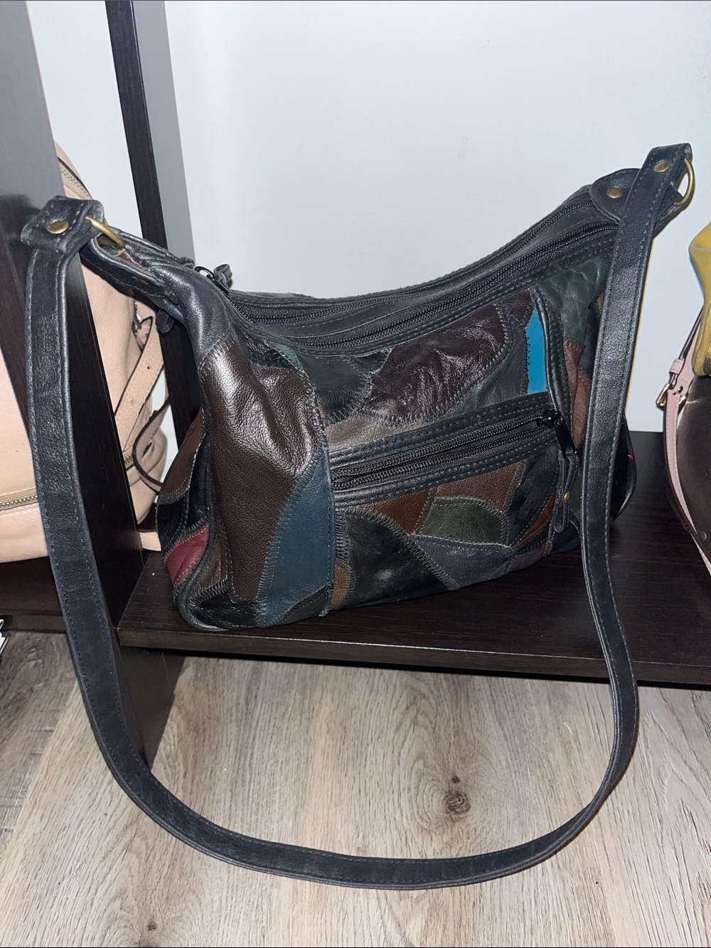 Vintage leather patchwork hobo